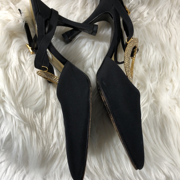 Vintage Rossimoda black sue shoe embellished rhinestone and buckles Sz 9 m - Picture 3 of 9